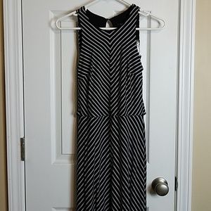 Black white stripe maxi dress